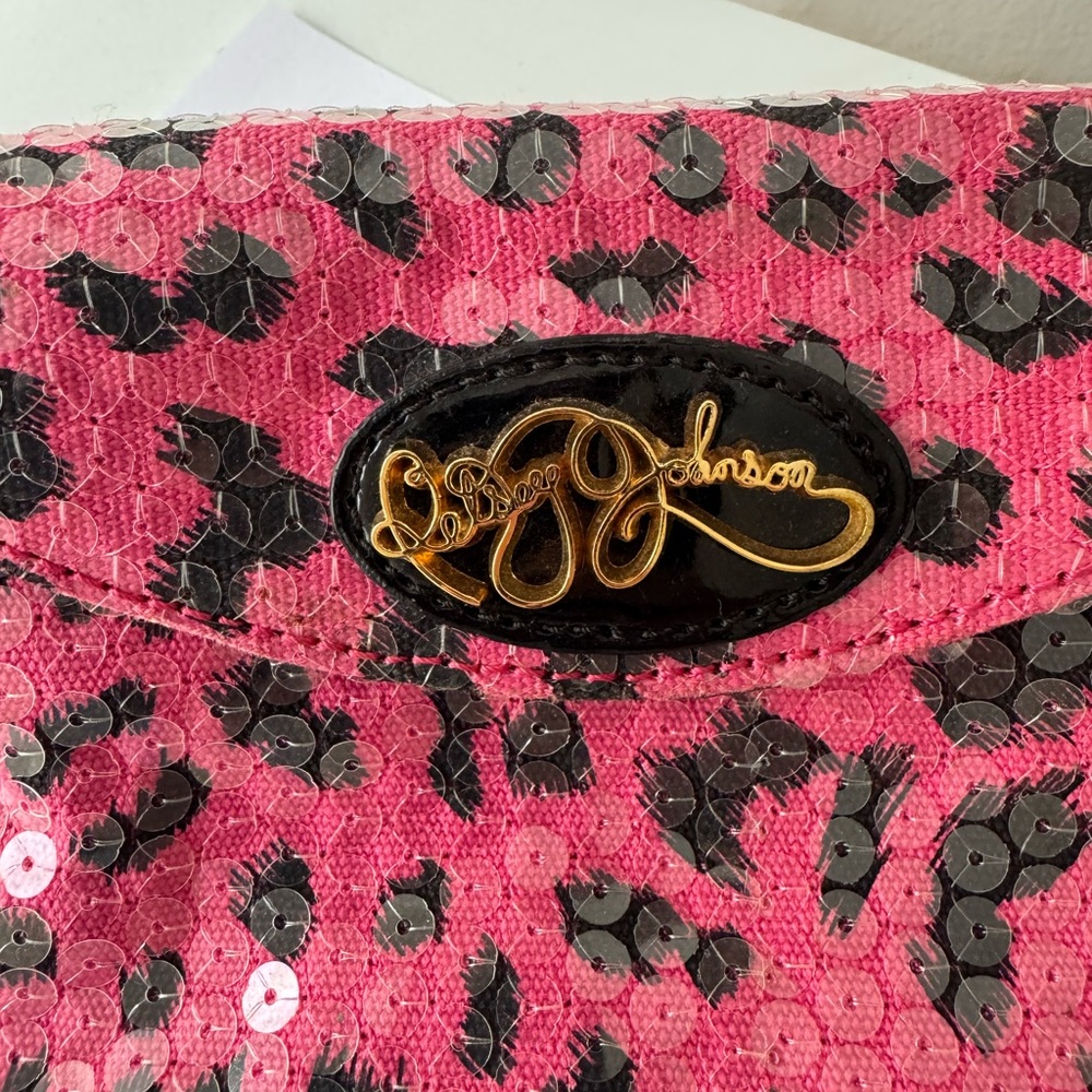 Betsey Johnson Pink and Black Leopard Clutch - Picture 3 of 5
